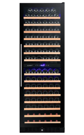 166 Bottle Dual Zone Black Glass Wine Refrigerator