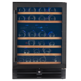 46 Bottle Black Stainless Under Counter Wine Cooler, Dual Zone