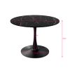 42.12"Modern Round Dining Table with Printed White Marble Table Top; Metal Base Dining Table;  End Table Leisure Coffee Table